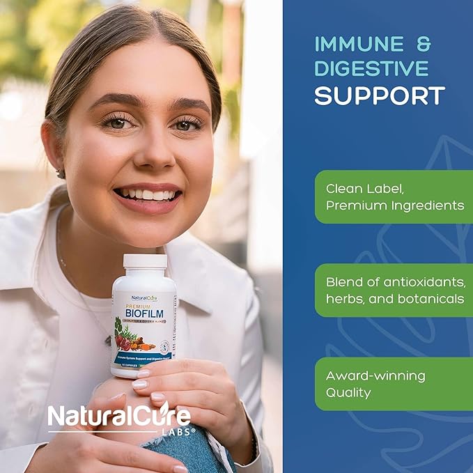 Natural Cure Labs Biofilm Complex – Premium Botanicals &amp Herbs | Digestive &amp Immune Wellness Support | Vegan Non-GMO Gluten-Free | Supports Gut Balance &amp Probiotic Activity