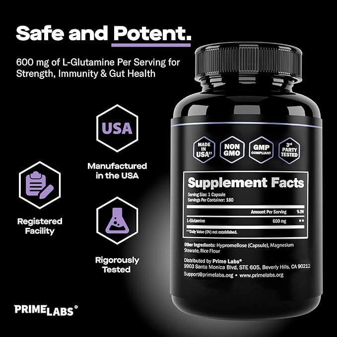 Prime Labs Creatine HCl Capsules (60 ct) + L Glutamine (180 ct)