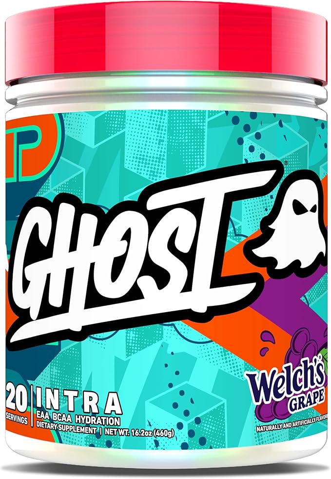 GHOST Intra Workout Powder Welch's Grape - BCAAs &amp EAAs Nootropics &amp Hydration - Essential &amp Branch Chain Amino Acids Supports Muscle Recovery &amp Focus - Pre Intra &amp Post Workou