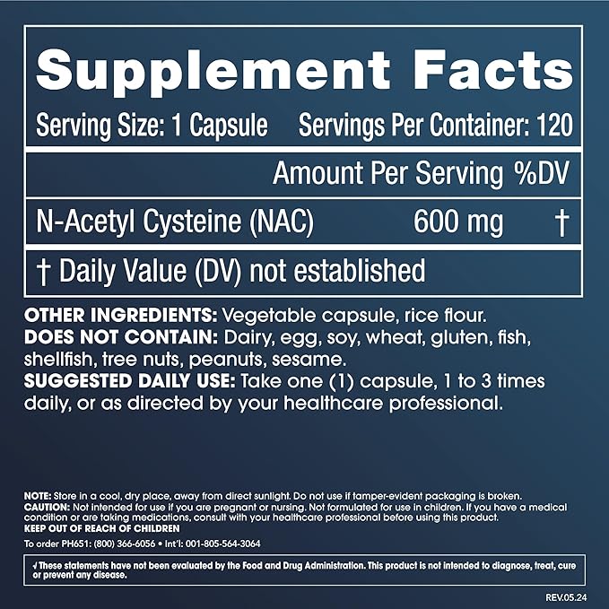 ProHealth Pure NAC – N-Acetyl Cysteine – Liver and Immune Support Antioxidant and Glutathione Boost Cellular Health | 600 mg per Capsule | 120 Servings | Third-Party Tested