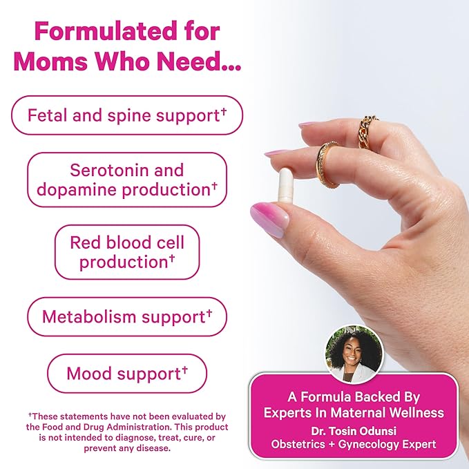Pink Stork Folate: Methyl Folate - MTHFR Acid Natural Form of Folic Acid for Pregnancy Formulated for Mom + Baby Women-Owned 60 Capsules (Packaging May Vary)