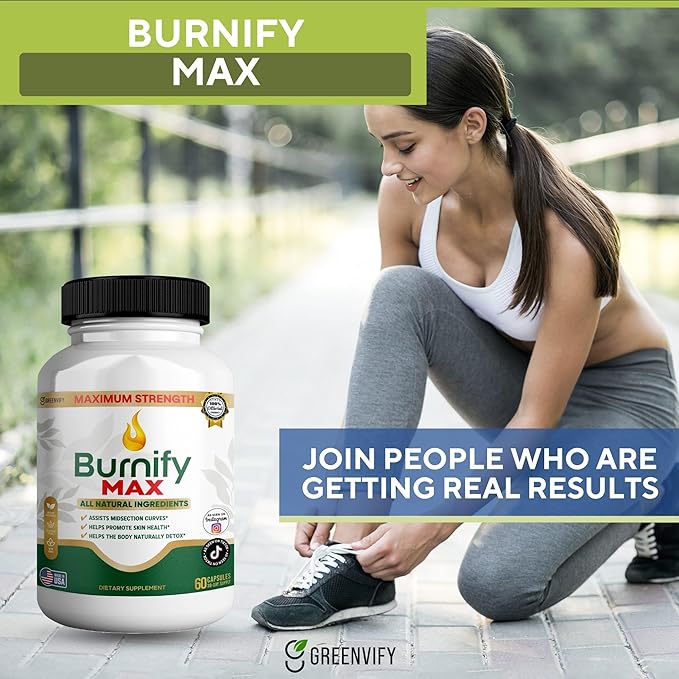 Burnify Max Dietary Supplement Maximum Strength All Natural Ingredients 60 Capsules 30-Day Supply (3)