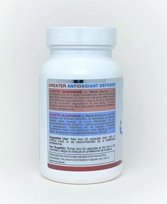S-Acetyl Glutathione (Food Grade) Supplement - Best Detox - Supports Healthy Aging Liver Detox and Cell Function - High Absorbtion Small Vegetarian Capsules