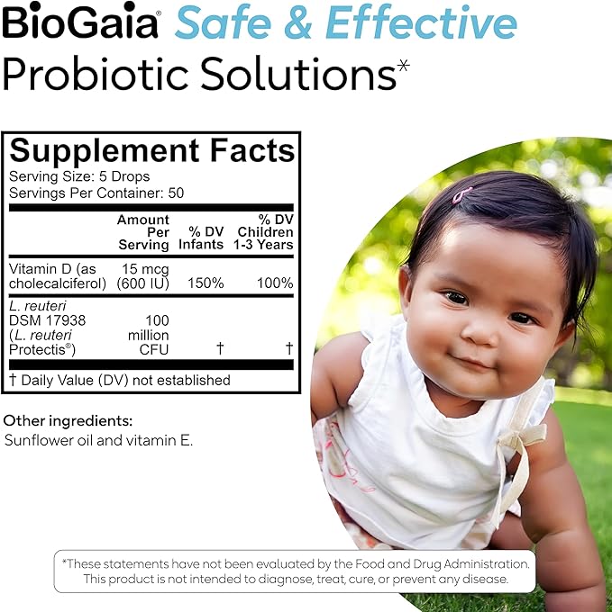 BioGaia Immune Active Baby Probiotic Drops + Vitamin D | for Babies &amp Toddlers 0-36 Months | Supports Digestive &amp Immune Health | Allergen Dairy Soy &amp Gluten Free | 50 Day Supply