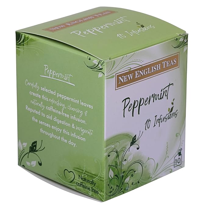 New English Teas Fruit &amp Herbal Tea 120 Teabags 12 Packs of 10 Individually Wrapped Tea Bags Naturally Caffeine Free (Peppermint)