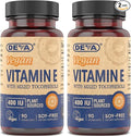 DEVA Vegan Natural Source Vitamin E 400IU with Mixed tocopherols Soy-Free – 90 Veg Caps (Pack of 2)