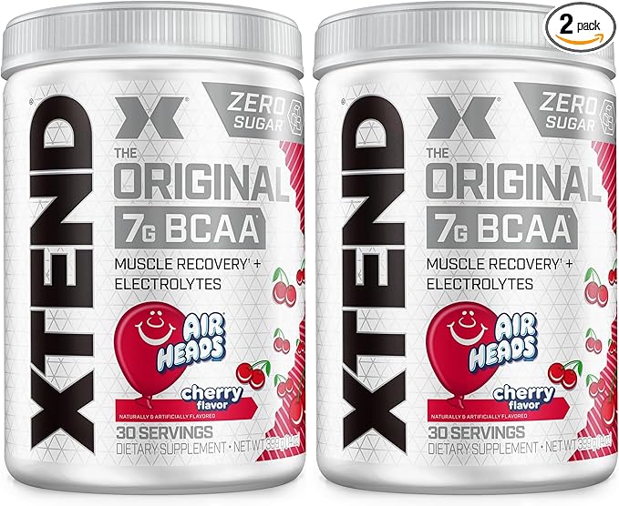 Xtend Original BCAA Powder Airheads Candy Flavor7g BCAA and 2.5g L-GlutamineSugar Free Post Workout Muscle Recovery Drink with Amino Acids for Men &amp Women30 Servings(Pack of 2)