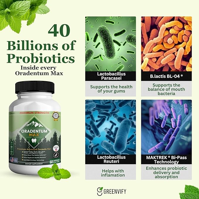 Oradentum Max Probiotic Supplement 40 Billion CFU 60 Capsules 30 Day Supply (5)
