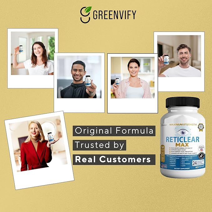 Reticlear Max Eye Health Supplement 60 Capsules Vision Support with 24 Natural Ingredients 30 Day Supply (5)