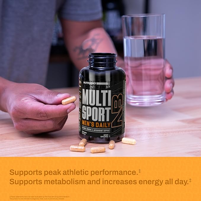 NutraBio Multisport for Men - Mens MultiVitamin - 33 Vitamins Minerals Micronutrients - Rich in Antioxidants - Supports Peak Athletic Performance Energy Metabolism (120 Vegetable Capsules)