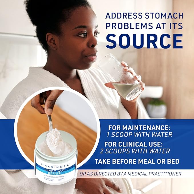 Leaky Gut Repair Supplement - Glutamine Slippery Elm Quercetin Licorice Root. Supports IBS Heartburn Bloating Gas Constipation SIBO Energy Levels Skin Unflavored Powder 180g