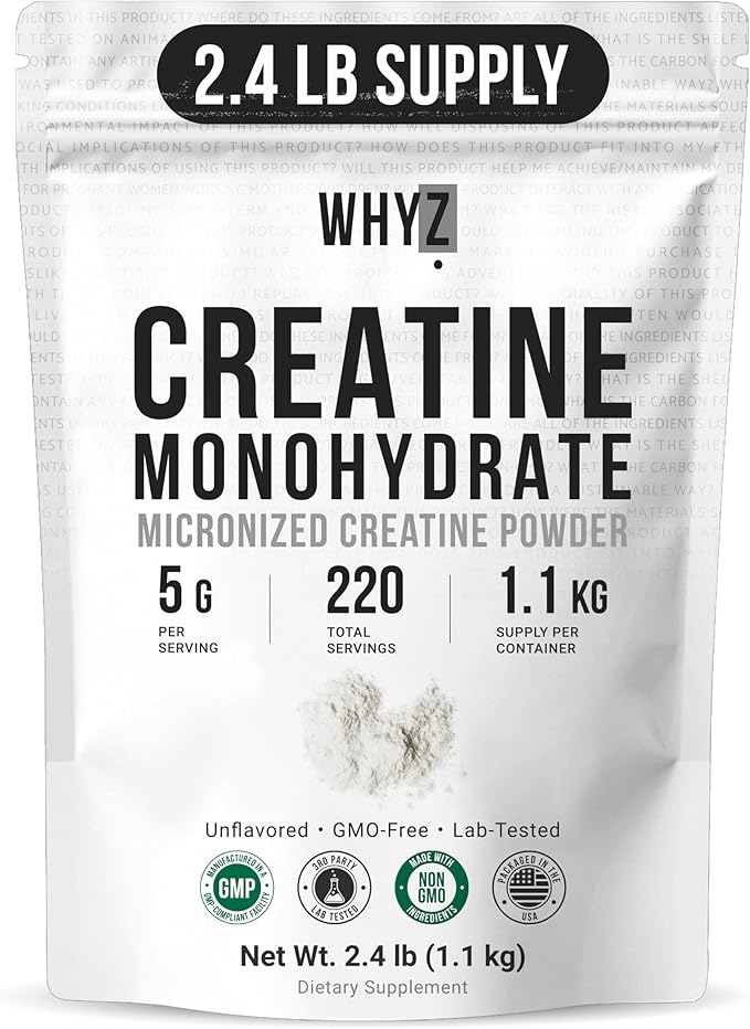 Pure Creatine Monohydrate Powder 2.4 lb Micronized Unflavored Creatine for Women and Men Fine Texture Bulk Creatine Powder for Smooth Mixing &amp Easy Dissolve Pre Workout Vegan Friendly 1100g