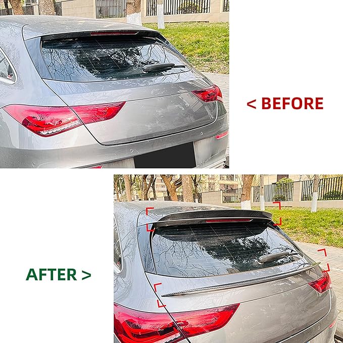 Roof+Rear Trunk Spoiler Wing for Benz CLA Class X118 CLA35/45 AMG 2019-2023 Black