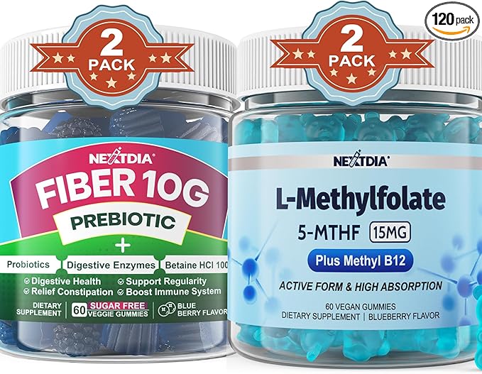 Nextdia Fiber + L-MethylFolate 15mg Gummies 4 Pack