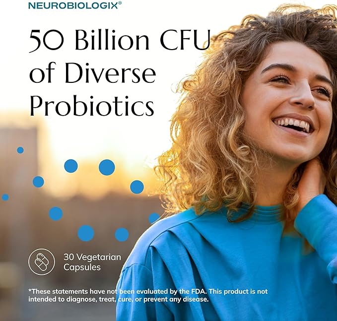 Neurobiologix Biotic Supreme 50 50 Billion CFU Probiotics with Akkermansia Saccharomyces boulardii Prebiotic Supports Gut Flora Microbial Digestive &amp Immune Health 30 Capsules