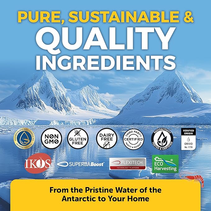 Viva Naturals Antarctic Krill Oil 1200 mg – Omega-3 DHA &amp EPA with Astaxanthin for Joint Health No Fish Burp 90 Softgels