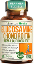Glucosamine Chondroitin MSM – Joint Support Supplement for Women and Men with Glucosamine Sulfate 1500 mg Chondroitin and MSM – for Cartilage Joint Health and Flexibility – 180 Capsules Vegan