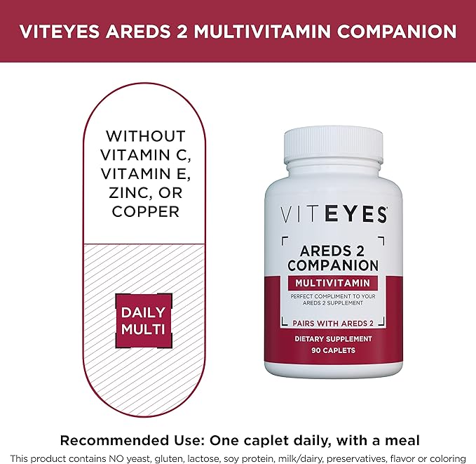Viteyes AREDS 2 Capsules and Viteyes Multivitamin AREDS 2 Companion Single Daily Dose Eye Vitamins 3 Month Supply