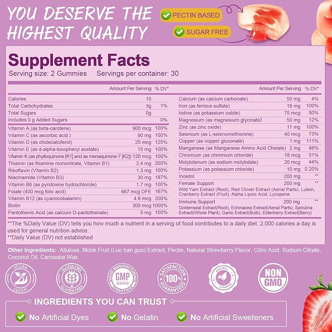 Totaria Probiotic Prebiotic Postbiotics Gummies &amp Multivitamin Gummies for Women Bundle