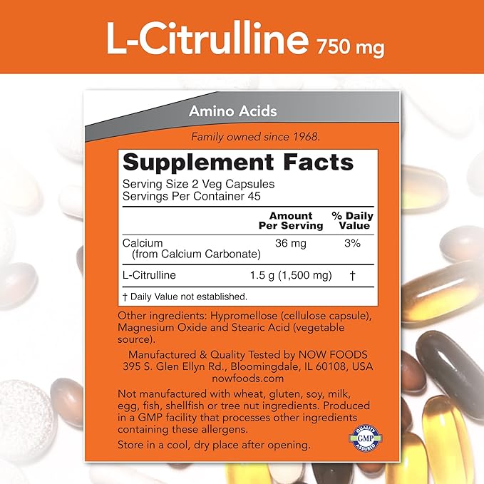 NOW Foods CITRULLINE 750MG 90 VCAPS