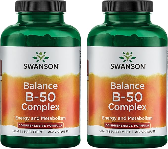 Swanson Balance B-50 High-Potency B Vitamin Complex for Busy Adults Seeking Immune Heart and Nervous System Support (250 Capsules)