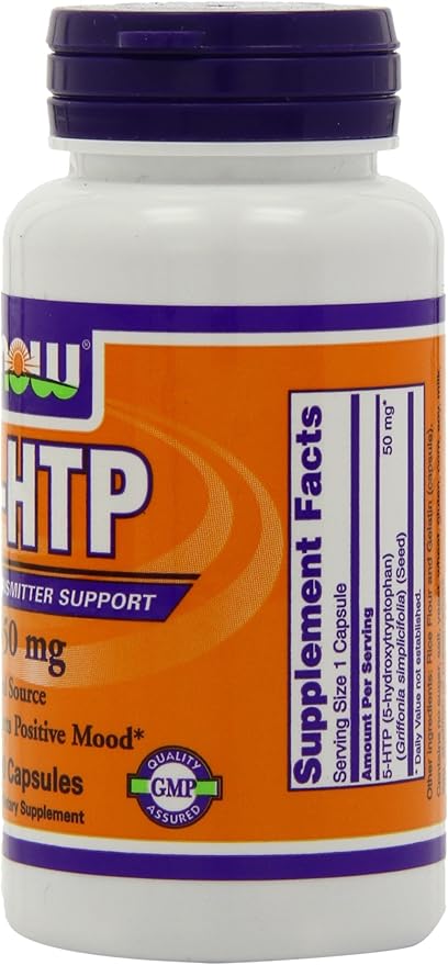 NOW Foods 5-HTP 50mg 90 Capsules (Pack of 2)