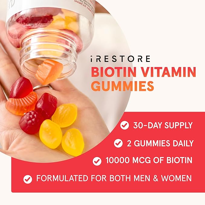 iRestore Hair Gummy Vitamins Vegan Biotin Gummies for Hair Skin and Nails Hair Growth Gummies for Women &amp Men Biotin 10000mcg 3PK