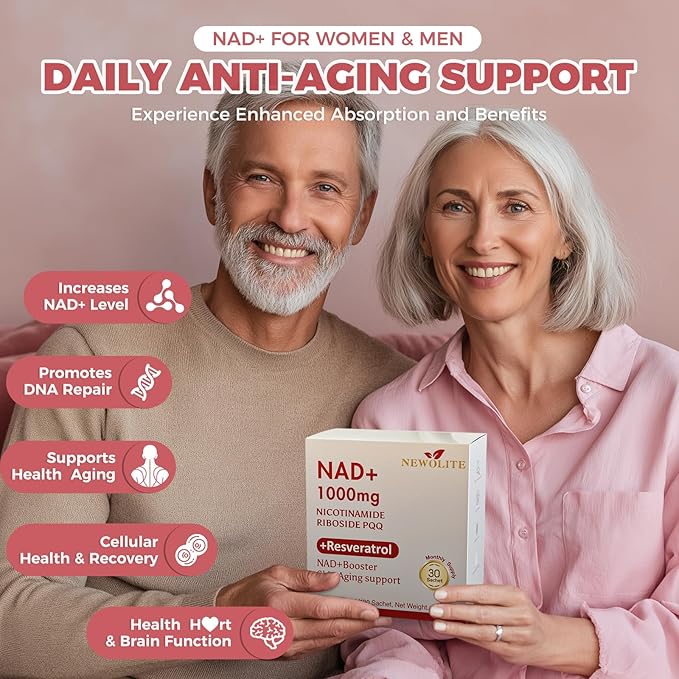 NAD+ Liquid Supplement 1000mg 30 Sachet Nicotinamide Riboside &amp Resveratrol with PQQ DNA Repair Advanced NAD Supplement for Men &amp WomenBoosts Cellular Energy