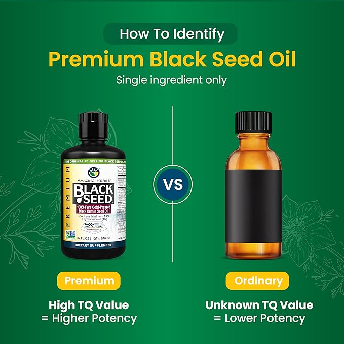 Amazing Herbs Premium Black Seed Oil - Cold Pressed Nigella Sativa Aids in Digestive Health Immune Support Brain Function Joint Mobility Gluten Free Non GMO - 32 Fl Oz (Pack of 2)