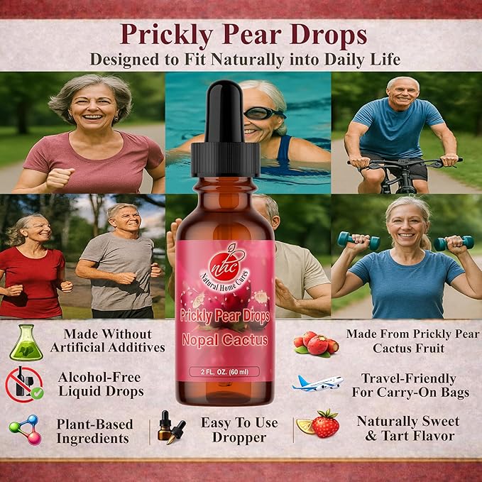 Prickly Pear Drops Concentrated Nopal Cactus Fruit Liquid Supplement with Vitamin B12 Antioxidants Betalains Vitamins &amp Trace Minerals 2 Fl Oz (Pack of 3)