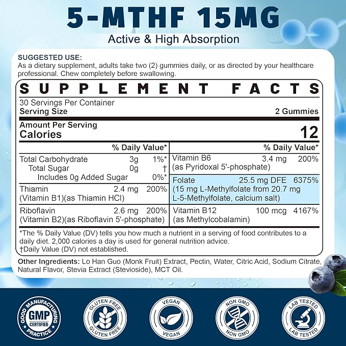 Nextdia Fiber + L-MethylFolate 15mg Gummies 4 Pack