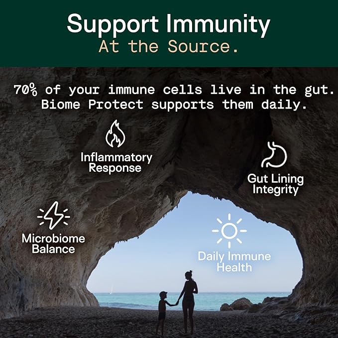 Adapt Naturals 4-in-1 Biome Protect Prebiotics Probiotics Supplement Postbiotics &amp Polyphenols for Microbiome Gut Health &amp Defense for Women &amp Men 30 Day Supply