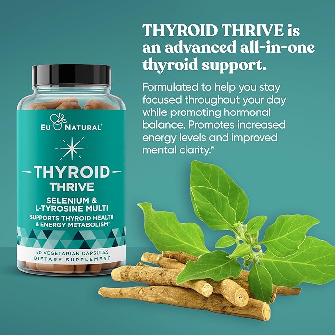 Thrive Energy Support - Naturally Fight Fatigue Balance Hormones Promote Focused Energy - Zinc Selenium Iodine - 60 Vegetarian Soft Capsules