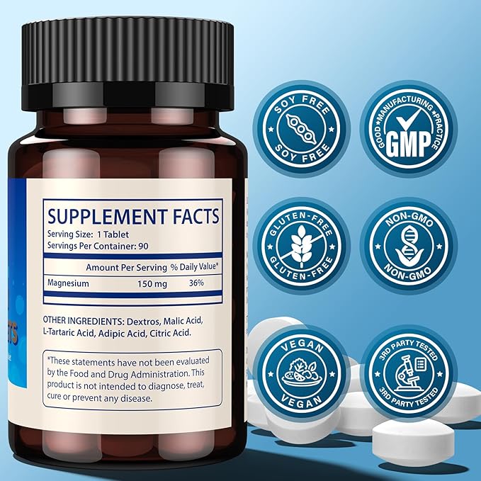 Hydrogen Water Tablets 150mg Magnesium – 10 PPM Molecular Hydrogen Tablets for Drinking Water Supports Healthy Aging Cellular Energy Recovery &amp Brain Health – GMO-Free &amp Gluten-Free 90 Tab