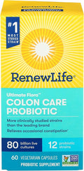 Renew Life Adult Colon Care Probiotic Supplement Gluten Dairy &amp Soy Free 80 Billion CFU Per Capsule 60 Capsules (Package May Vary)
