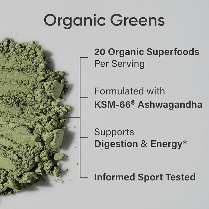 Sports Research® Organic Greens Superfood Powder w/Spirulina &amp Chlorella Adaptogens Enzymes Probiotics &amp 8 VIT Bs &amp Creatine Monohydrate &amp Collagen Peptides for Women &amp Men Unf