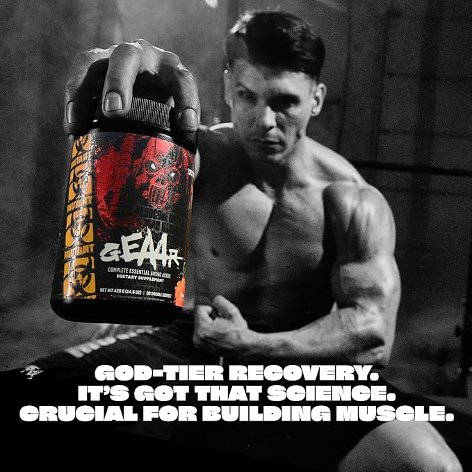 Mutant GEAAR - 9.4g of EAA Powder + Arginine 7g BCAAs 4g Leucine Electrolytes Coconut Water 30 Servings - Blue Raspberry