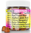 Red Yeast Rice Alpha Lipoic Acid Ubiquinol CoQ10 Citrus Bergamot Beta-Sitosterol Chromium Picolinate Sugar-Less Gummies w Lion's Mane Turkey Tail Reishi Cordyceps Chaga Pills Capsules Supplement Alt
