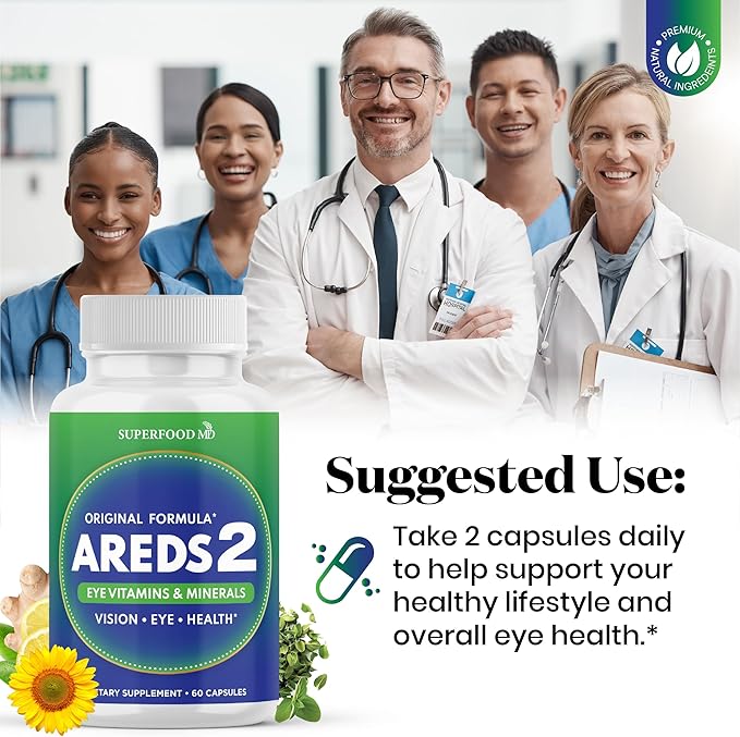 AREDS 2 Eye Vitamin &amp Mineral Supplement Contains Lutein Vitamin C with Added Copper - 120 Count