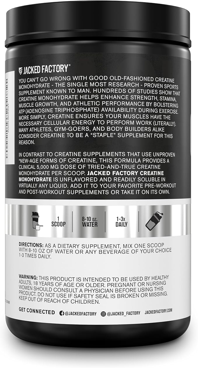 Jacked Factory Nitrosurge Pre-Workout in Black Cherry &amp Creatine Monohydrate for Men &amp Women