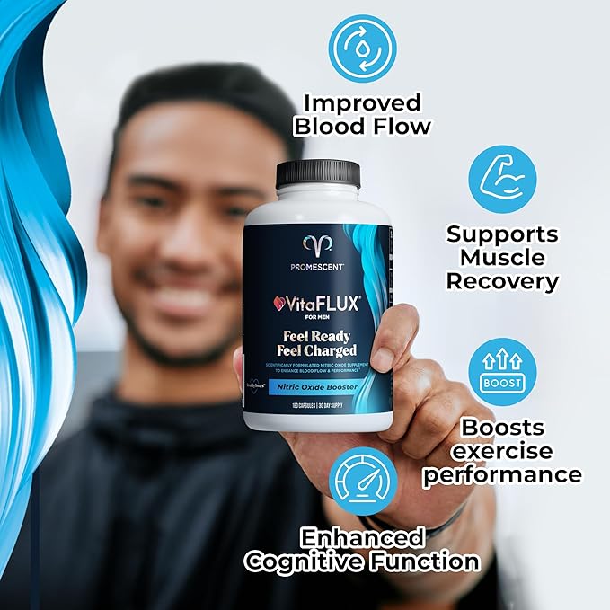 Promescent VitaFLUX Nitric Oxide Supplements for Men Fast Acting Male Enhancing Pills for Stamina Size &amp Performance L-Arginine L-Citrulline L-Carnitine (30 Servings)