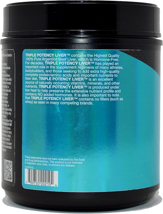 Healthy 'N Fit Triple Potency Liver (500 Capsule Mega-Value) - Pure Argentine Desiccated Beef Liver. Grass Fed Hormone Free Pasture Raised No Fillers.