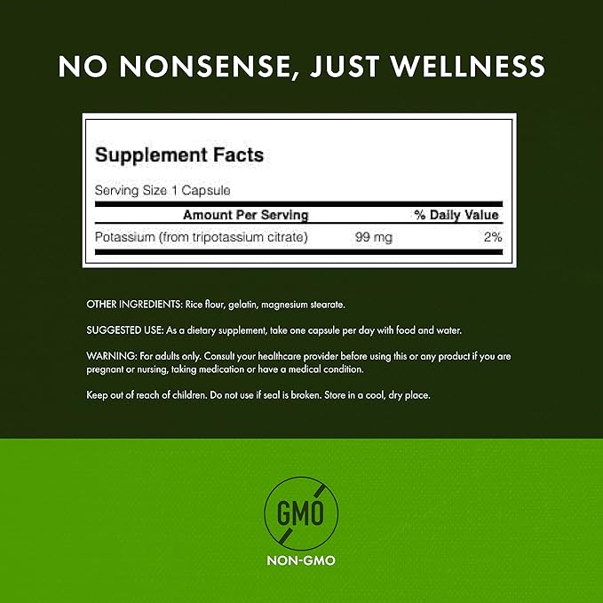Swanson Potassium Citrate - Mineral Supplement Promoting Heart Health &amp Energy Support - Aids Optimal Nerve &amp Kidney Function with Natural Ingredients - (120 Capsules 99mg Each) (4 Pack)