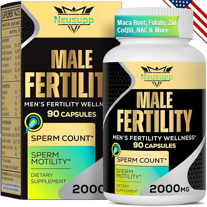 Fertility Supplements for Men Male Fertility Supplement - Optimal Sperm Count Motility and Strength 2000MG Mens Prenatal Vitamins with CoQ10 Maca Root Zin NAC &ampFolate for Conception - 90 Caps