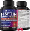 LILICARE Fisetin Supplement - Liposomal Super Absorption 98% Pure 1200mg with Quercetin Resveratrol Green Tea Extract for Healthy Aging &amp Longevity Skin Health Brain &amp Antioxidant - 60 Sof