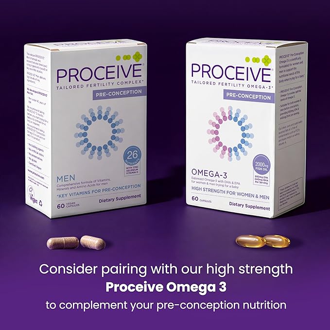 Proceive Tailored Fertility Supplement for Men Pre Conception Vitamins Minerals and Amino Acids With Vitamin D Zinc Folate Selenium and COQ10 Men's Pre Pregnancy Multivitamin 60 Vegan Capsules