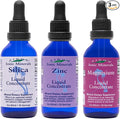 Eidon Ionic Minerals Liquid Silica Zinc &amp Magnesium Drops Variety Pack - Silica Zinc &amp Magnesium Supplements All-Natural Trace Minerals No Preservatives or Additives - 2 oz Pack of 3
