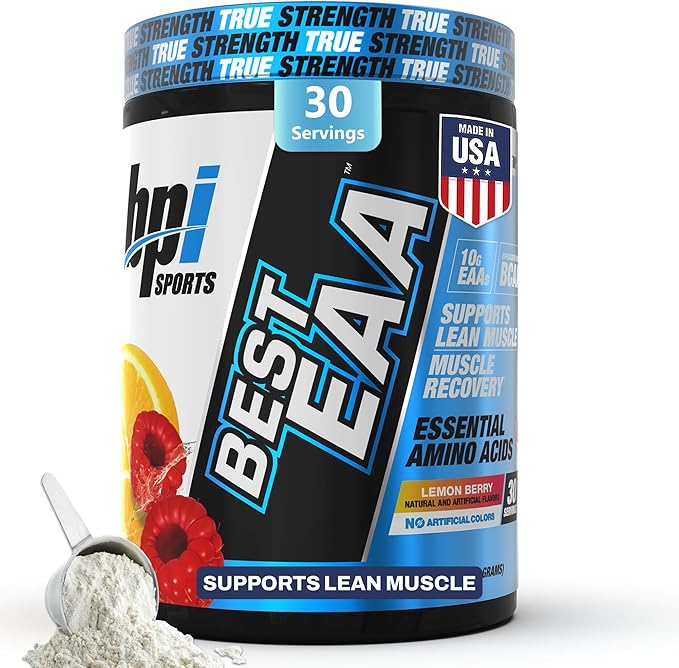 BPI Sports Essential Amino Acids EAA Powder - Pre Intra &amp Post Workout Drink - BCAA Powder for Men &amp Women EAA + BCAA + Hydration Advanced Formula with 10g of EAA. (Lemon Berry)