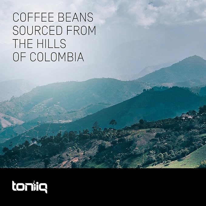 Toniiq Low-Caffeine Mushroom Coffee - Ultra High Potency 10:1 Concentrated Extract - Colombian Sourced Beans with 10 Mushroom Blend Lion's Mane &amp Cordyceps - Functional Coffee Alternative