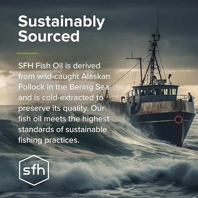 SFH Omega 3 Fish Oil Liquid 3400mg |EPA &amp DHA + 1000 IU Vitamin D3 | Lemon Flavor Liquid Fish Oil Supplement | Sustainably Sourced Alaskan Pollock | 8 fl oz